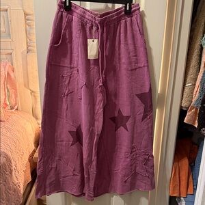 easel Purple Star-Print Maxi Pants